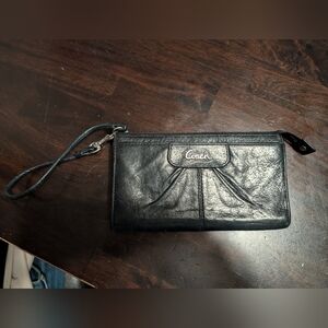 Coach Black Leather Wristlet Wallet
